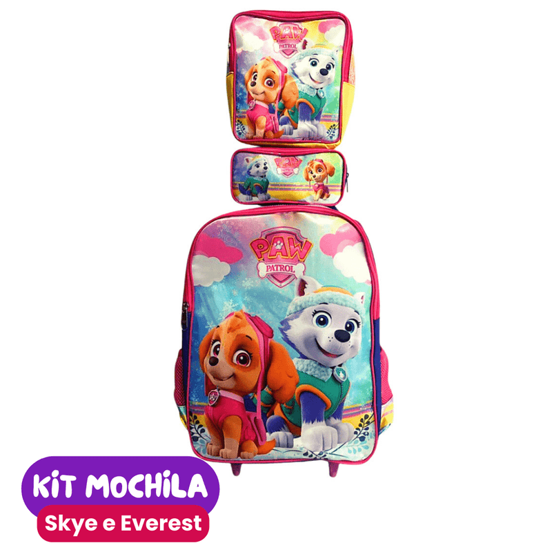 Mochila de Rodinhas Infantil com Estojo + Lancheira [KIT COMPLETO]