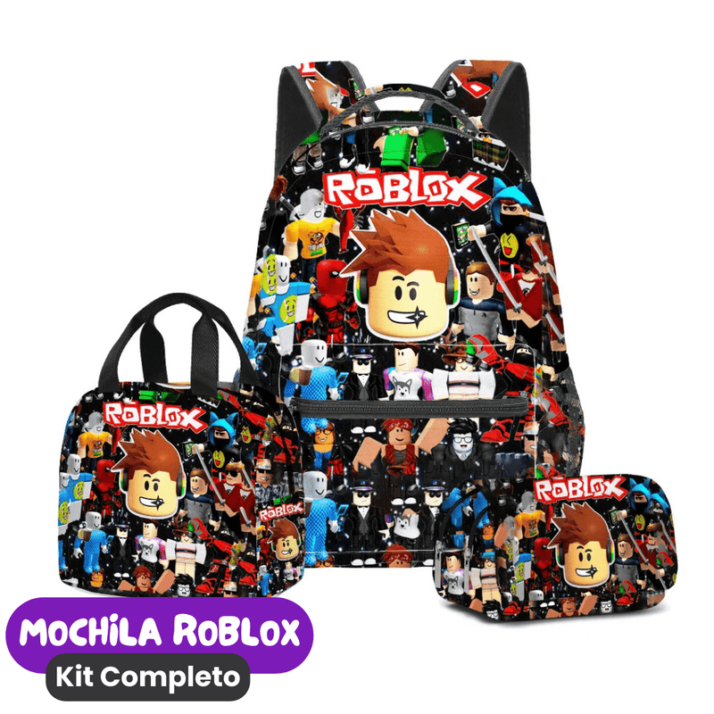 Mochila Roblox Kit Completo [ESTOJO + BOLSA LANCHEIRA]