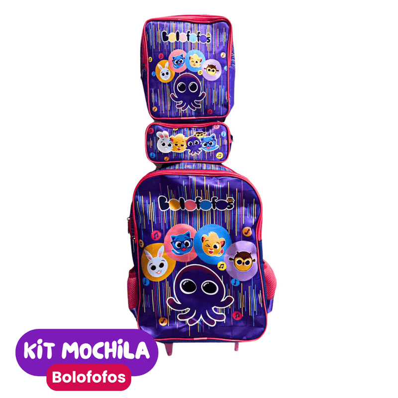 Mochila de Rodinhas Infantil com Estojo + Lancheira [KIT COMPLETO]