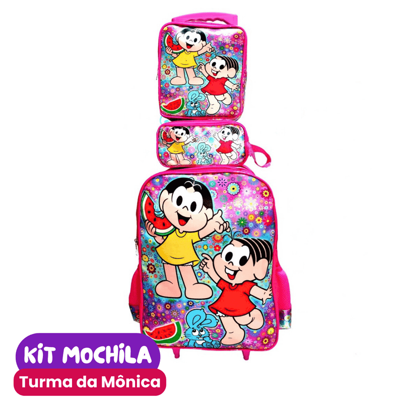 Mochila de Rodinhas Infantil com Estojo + Lancheira [KIT COMPLETO]