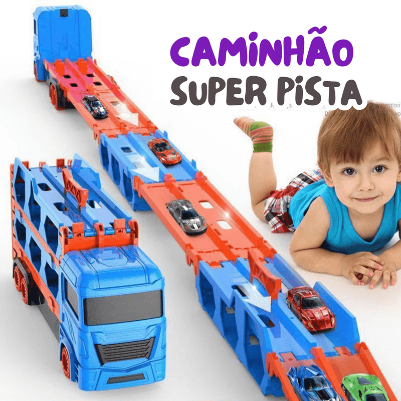 Caminhão Cegonha transforma em Pista de Carrinhos Super Pista