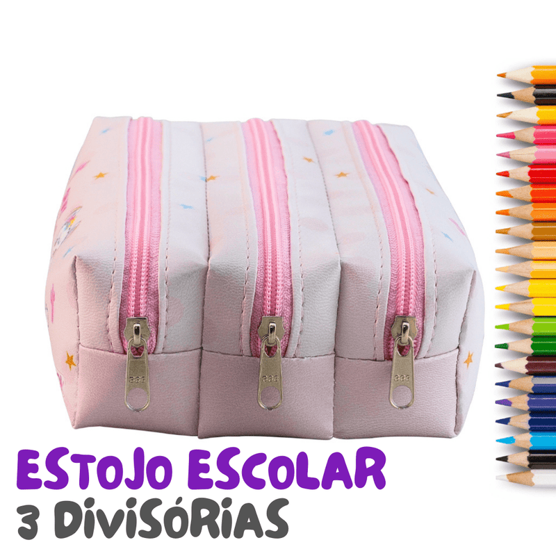 Estojo Escolar 3 Divisórias