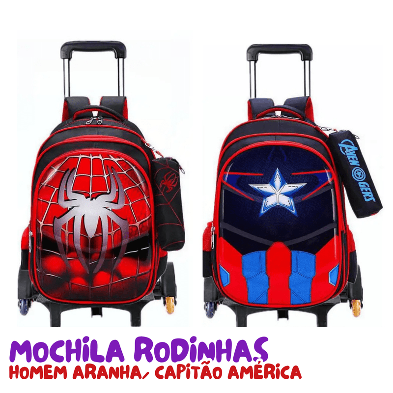 Mochila com Rodinhas Homem Aranha/ Capitão América