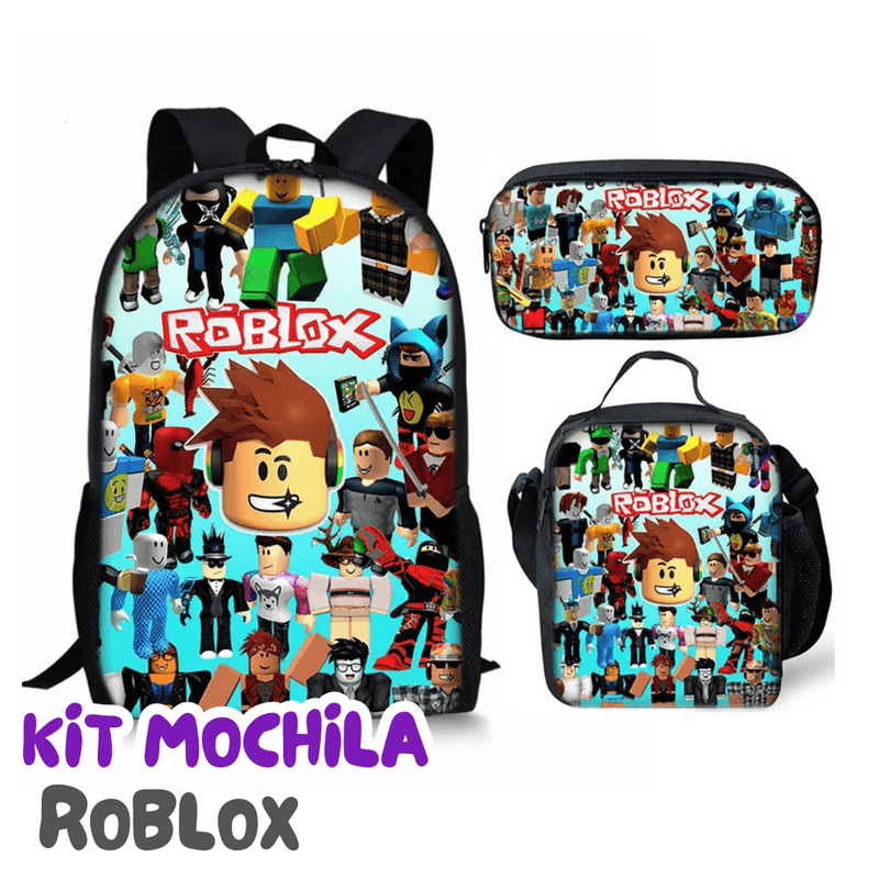 Mochila Roblox Kit Completo [ESTOJO + BOLSA LANCHEIRA]