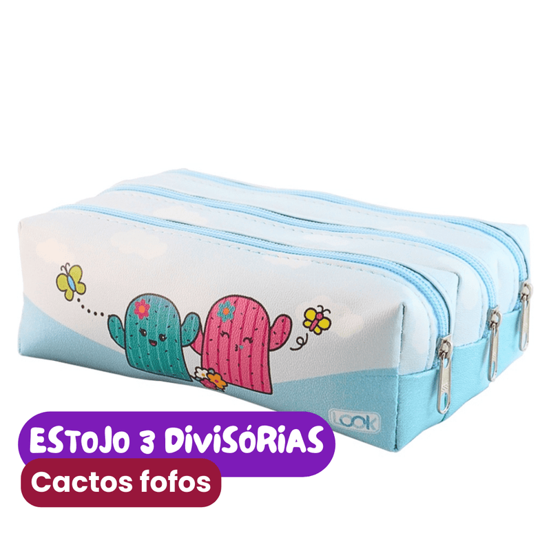 Estojo Escolar 3 Divisórias