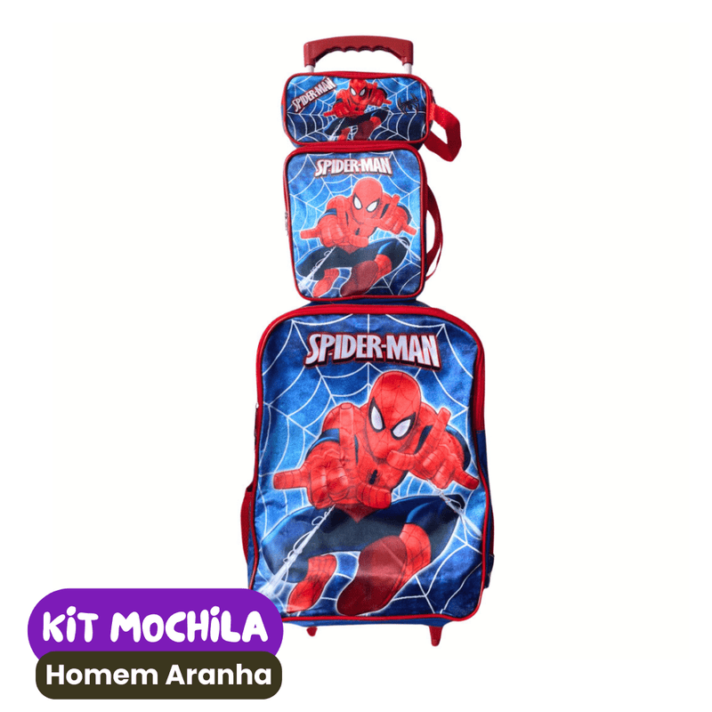 Mochila de Rodinhas Infantil com Estojo + Lancheira [KIT COMPLETO]