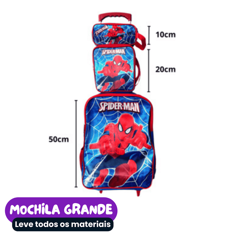 Mochila de Rodinhas Infantil com Estojo + Lancheira [KIT COMPLETO]