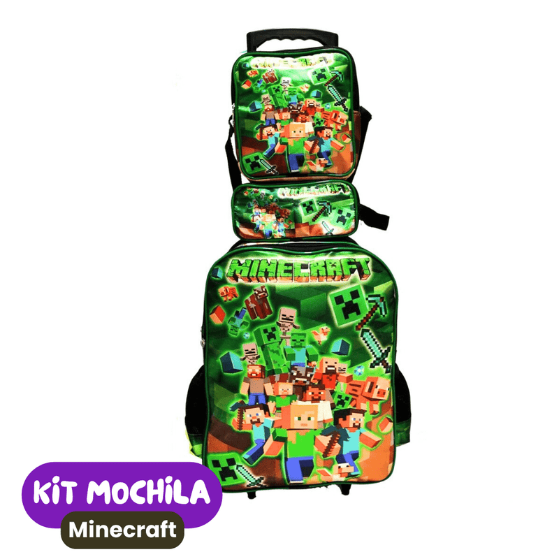 Mochila de Rodinhas Infantil com Estojo + Lancheira [KIT COMPLETO]