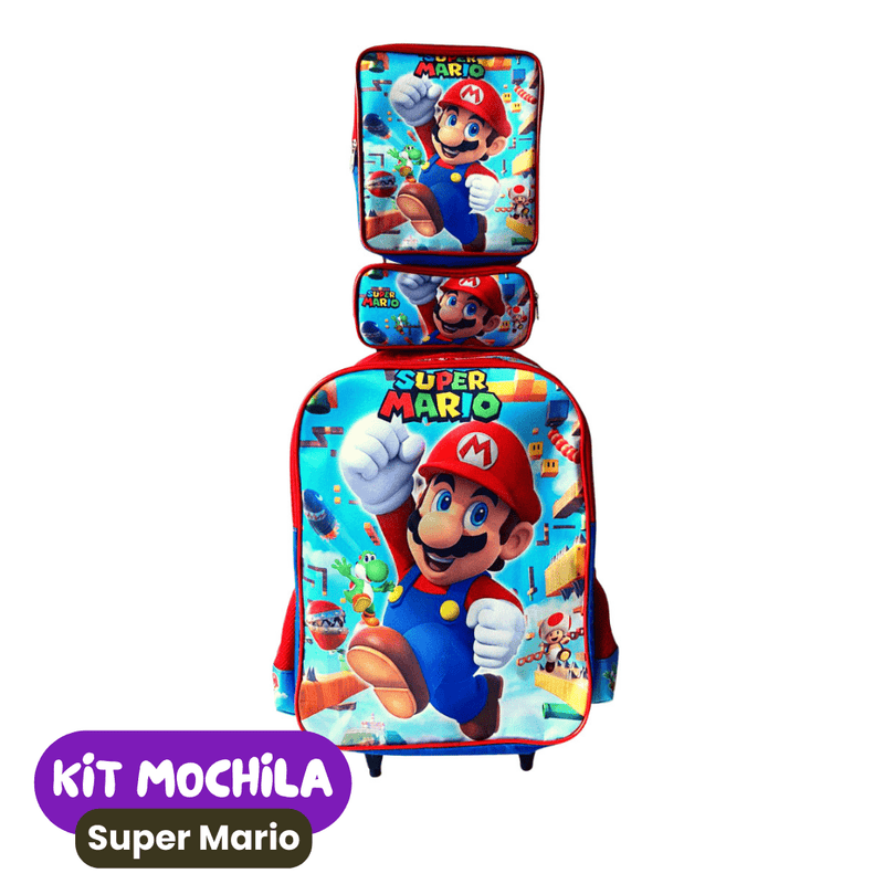 Mochila de Rodinhas Infantil com Estojo + Lancheira [KIT COMPLETO]