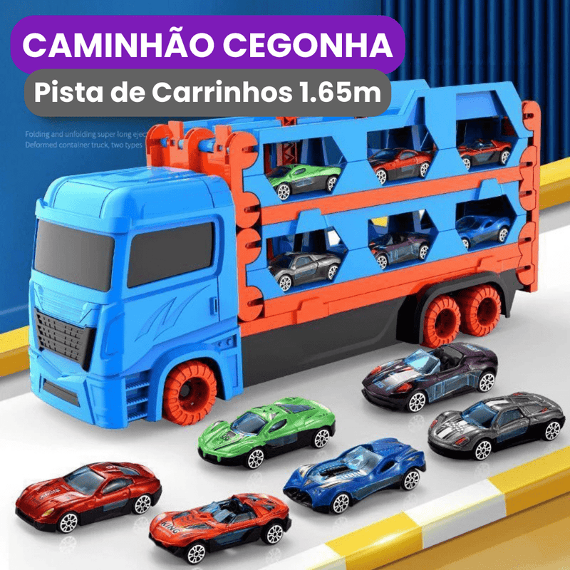 Caminhão Cegonha transforma em Pista de Carrinhos Super Pista