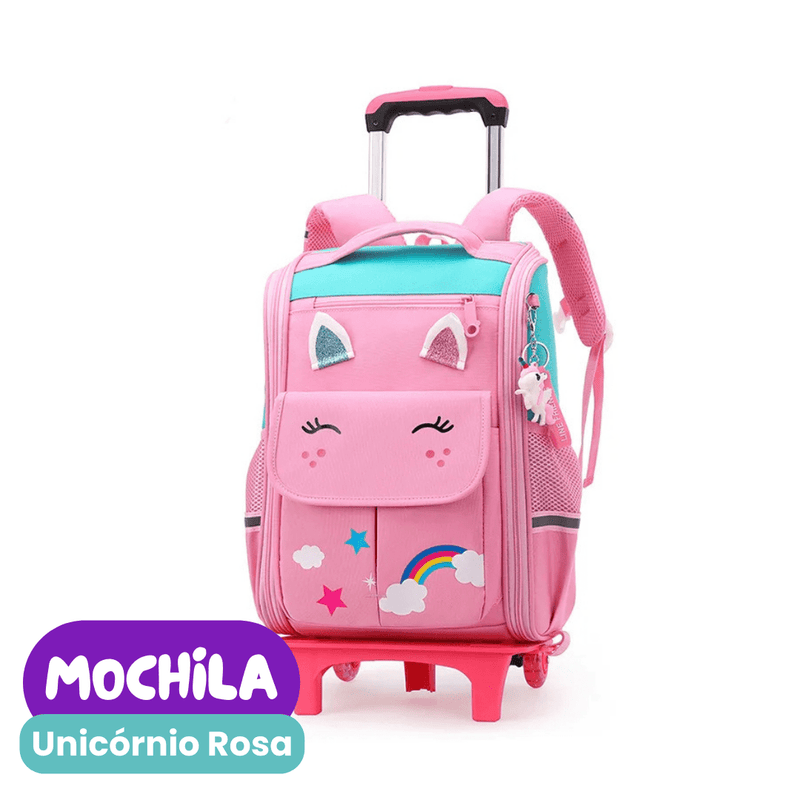 Mochila de Rodinhas Infantil Unicórnio e Dinossauro