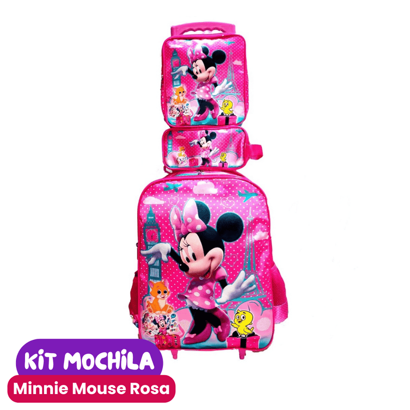 Mochila de Rodinhas Infantil com Estojo + Lancheira [KIT COMPLETO]