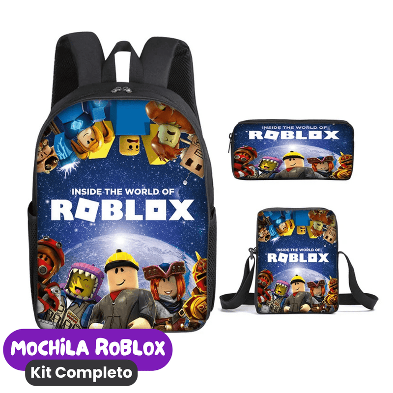 Mochila Roblox Kit Completo [ESTOJO + BOLSA LANCHEIRA]