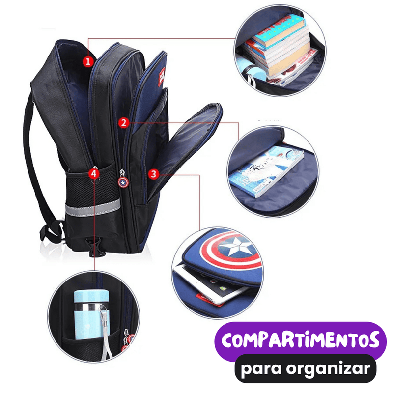 Mochila com Rodinhas Homem Aranha/ Capitão América