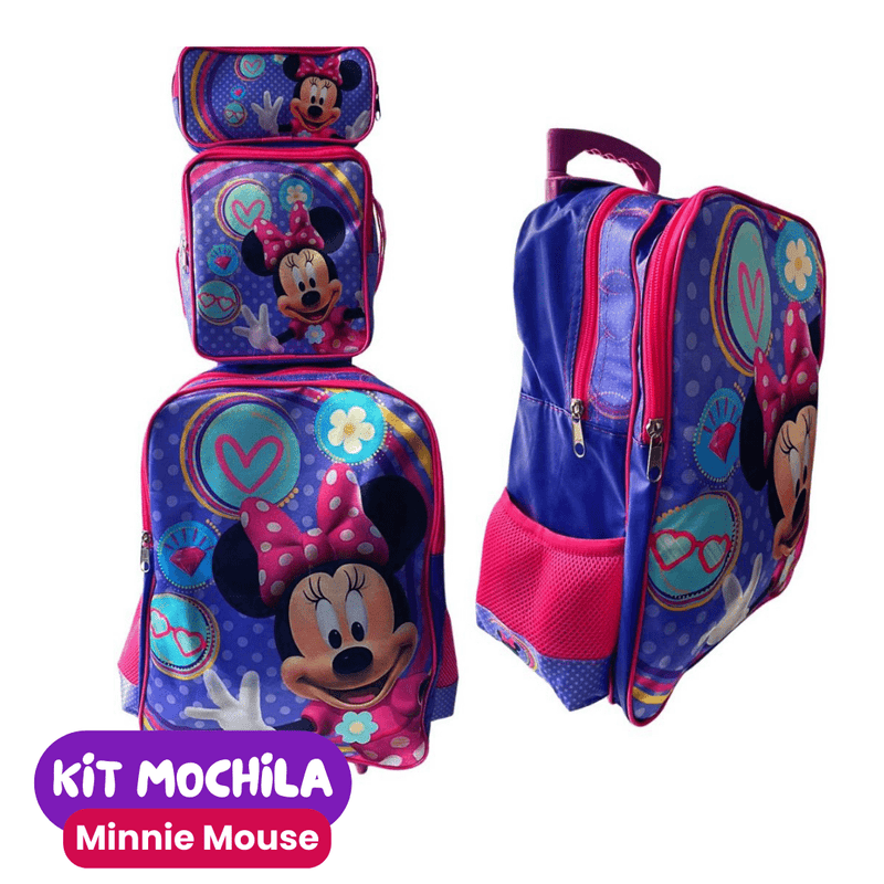 Mochila de Rodinhas Infantil com Estojo + Lancheira [KIT COMPLETO]