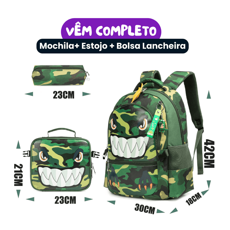 Mochila Infantil Escolar com Estojo + Bolsa Lancheira [KIT COMPLETO]