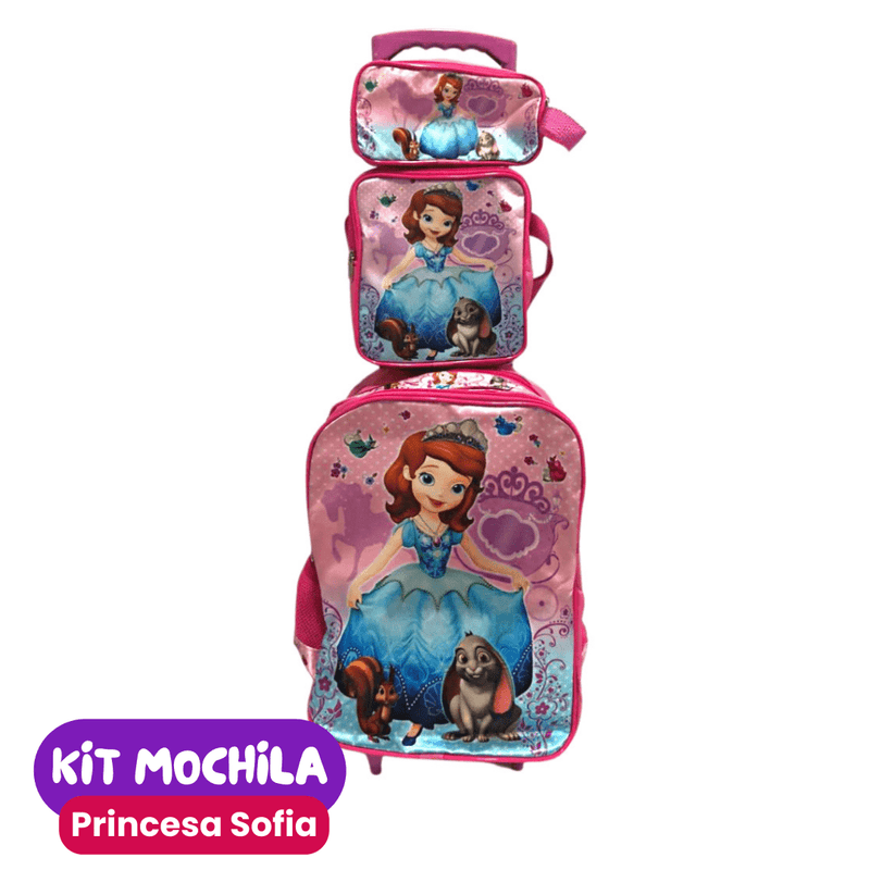 Mochila de Rodinhas Infantil com Estojo + Lancheira [KIT COMPLETO]