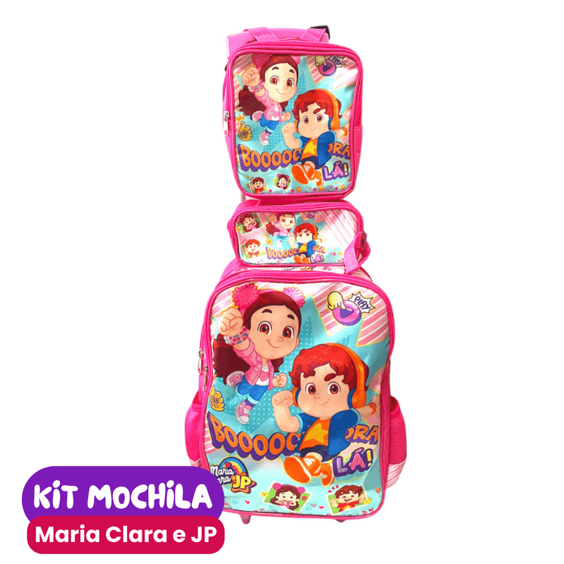 Mochila de Rodinhas Infantil com Estojo + Lancheira [KIT COMPLETO]