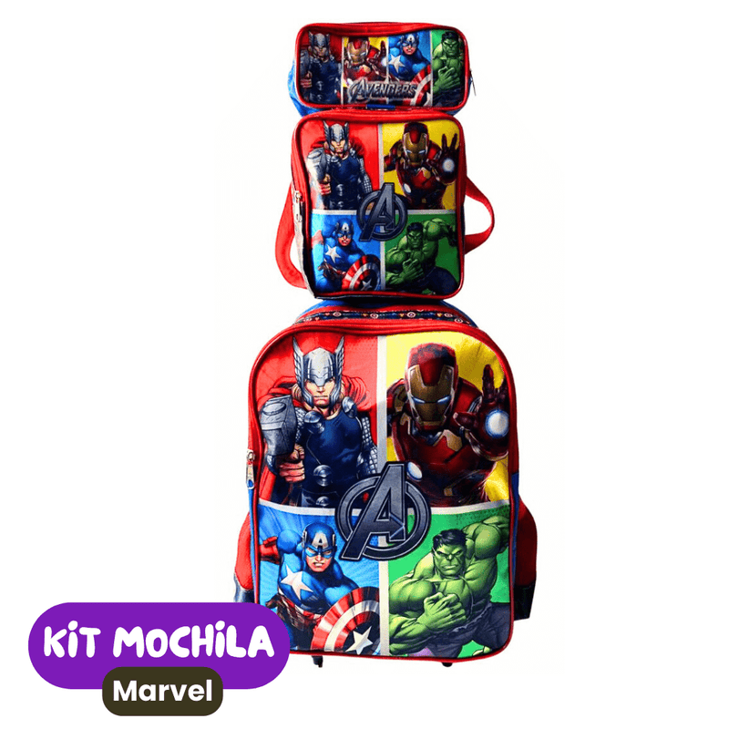 Mochila de Rodinhas Infantil com Estojo + Lancheira [KIT COMPLETO]