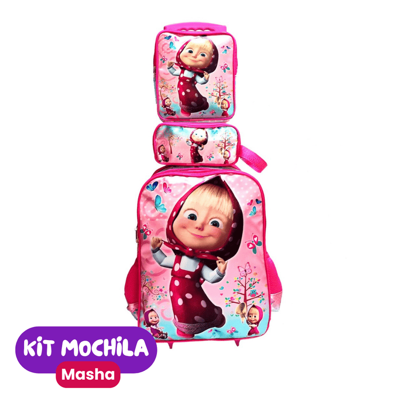 Mochila de Rodinhas Infantil com Estojo + Lancheira [KIT COMPLETO]