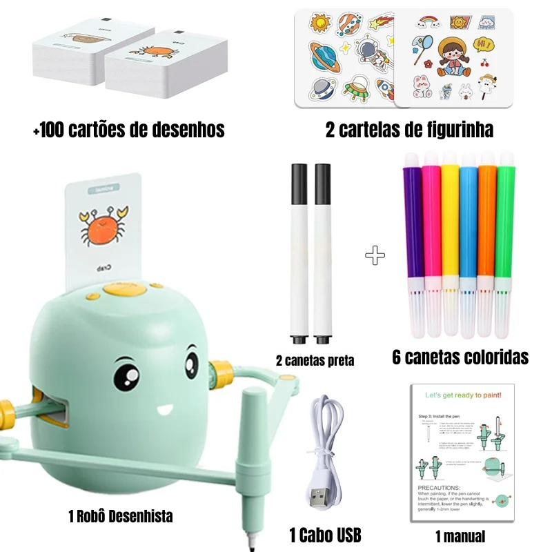 Kit Robô Interativo Desenhista +100 Desenhos