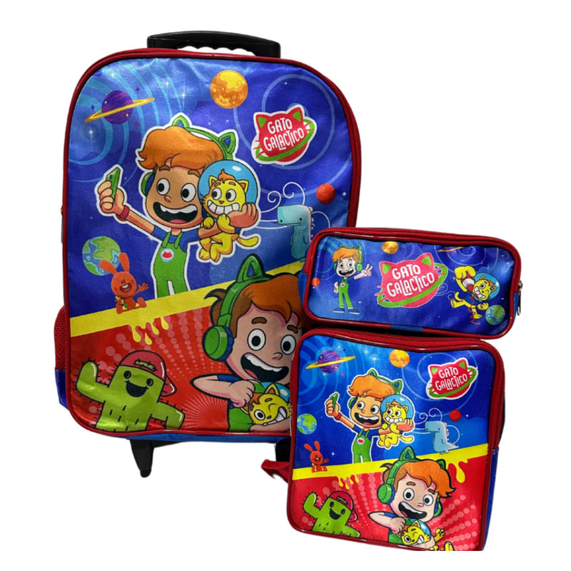 Mochila de Rodinhas Infantil com Estojo + Lancheira [KIT COMPLETO]